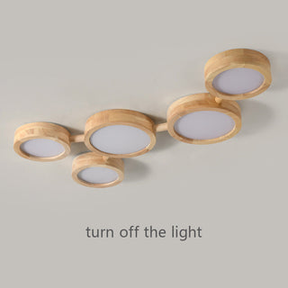 Retro Wood Ceiling Light - Multi Head Ceiling Light with Warm Ambient LED