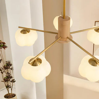 Contemporary cream wooden chandelier cotton ball ceiling