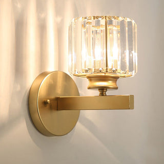 Modern luxury wall light geometric crystal angle — sconce