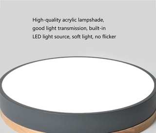 Plafonnier En Bois – Plafonnier Rond LED avec Trois Couleurs Changeantes