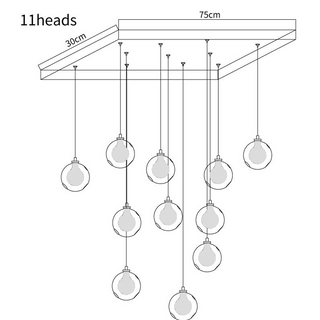 Glass Globe Pendant Light – Multi-Head Cluster Stairway Lighting Fixture with Adjustable Height