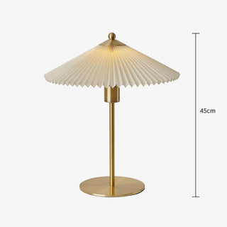 Mid century lamp wide view — pleated fabric metal