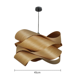 Wood geometric pendant casting warm ambient light