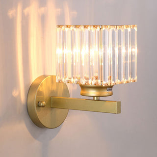 Geometric metal wall sconce crystal accent — modern luxury lamp