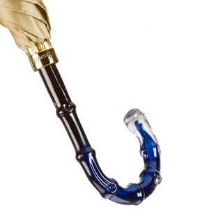 Blue dahlia automatic Italian polyester acetate handle umbrella canopy