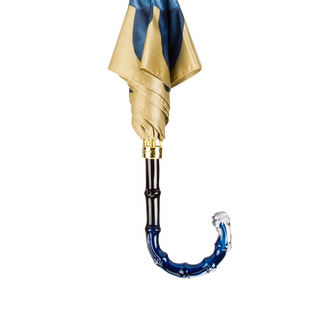 Blue dahlia automatic Italian polyester acetate handle umbrella open
