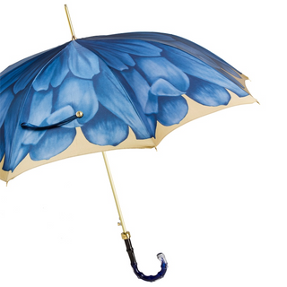 Blue dahlia automatic Italian polyester acetate handle umbrella side