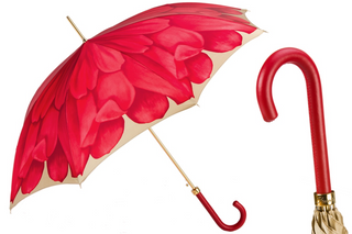 Luxury red automatic leather handle handmade Italian umbrella front