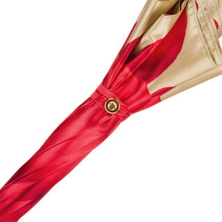 Luxury red automatic leather handle handmade Italian umbrella detail