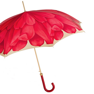 Luxury red automatic leather handle handmade Italian umbrella side