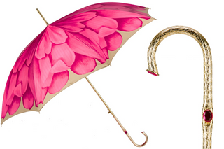 Fuchsia dahlia Italian handmade automatic luxury rain umbrella front