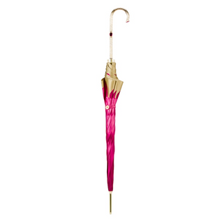 Fuchsia dahlia Italian handmade automatic luxury rain umbrella close-up