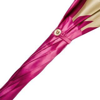 Fuchsia dahlia Italian handmade automatic luxury umbrella top view