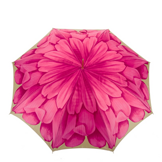 Fuchsia dahlia Italian handmade automatic luxury umbrella detail
