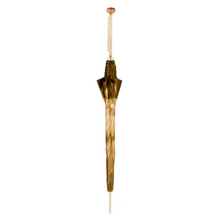 Luxury handmade Italian waterproof jeweled brass handle umbrella close-up