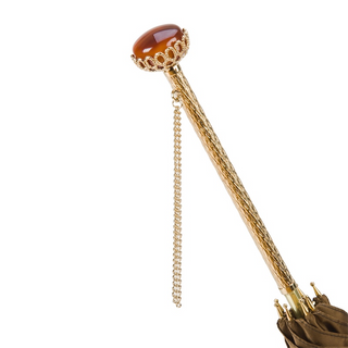 Luxury handmade Italian waterproof jeweled brass handle umbrella open