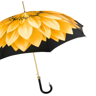 Gold dahlia designer Italian premium polyester acetate handle umbrella side