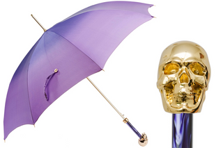 Purple ombre handmade Italian luxury gilt resin handle umbrella front