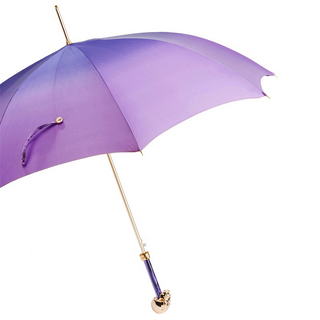 Purple ombre handmade Italian luxury gilt resin handle umbrella side