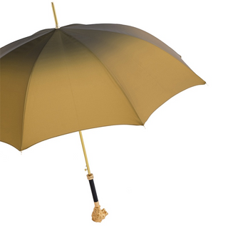 Golden lion handmade Italian automatic luxury umbrella close-up