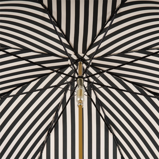 Black white striped leather handle automatic handmade Italian umbrella open