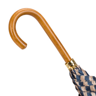 Striped Malacca wood handle automatic handmade Italian umbrella canopy detail
