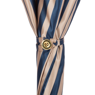 Striped Malacca wood handle automatic handmade Italian umbrella detail