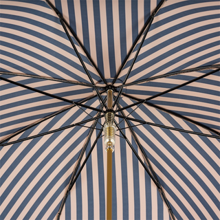 Striped Malacca wood handle automatic handmade Italian umbrella open canopy