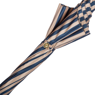 Striped Malacca wood handle automatic handmade Italian umbrella top view