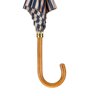 Striped Malacca wood handle automatic handmade Italian umbrella back view