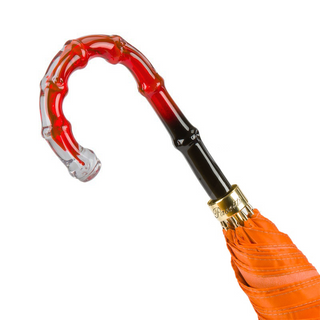 Orange brush strokes automatic handmade Italian luxury umbrella canopy detail