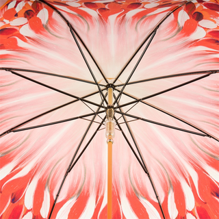 Orange brush strokes automatic handmade Italian luxury umbrella open canopy