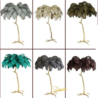 Feather Floor Lamp - Luxury Resin Feather Lamp with Soft Light & Maple Leaf Texture