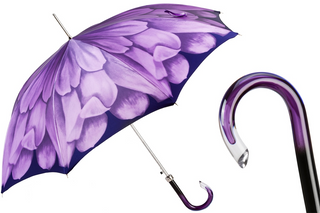 Luxury automatic purple dahlia Italian acetate handle umbrella front