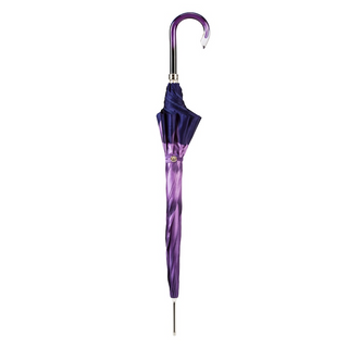 Luxury automatic purple dahlia Italian acetate handle umbrella close-up