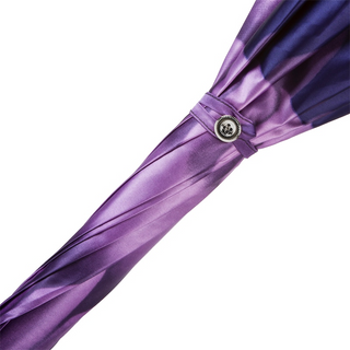 Luxury automatic purple dahlia Italian acetate handle umbrella detail
