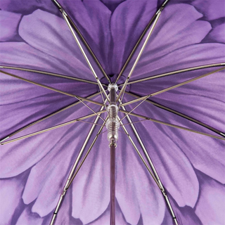 Luxury automatic purple dahlia Italian acetate handle umbrella top view