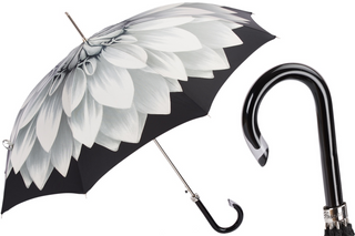 Silver sunflower acetate handle luxury Italian women's umbrella front view
