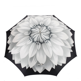 Silver sunflower acetate handle luxury Italian women's umbrella top view