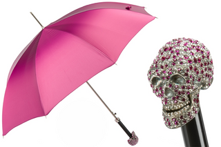 Fuchsia luxury Swarovski crystal handmade Italian automatic umbrella front