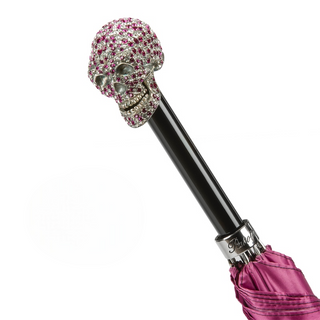 Fuchsia luxury Swarovski crystal handmade Italian umbrella handle