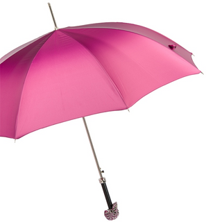 Fuchsia luxury Swarovski crystal handmade Italian automatic umbrella side