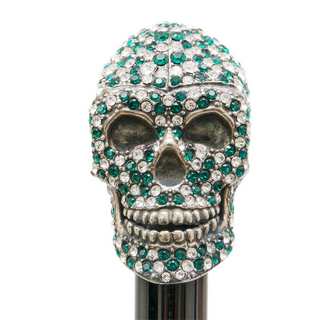 Swarovski skull green crystal handmade Italian umbrella canopy detail