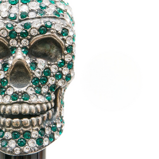 Swarovski skull green crystal handmade Italian umbrella detail
