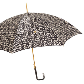 Mosaic design acetate handle automatic handmade Italian umbrella side view