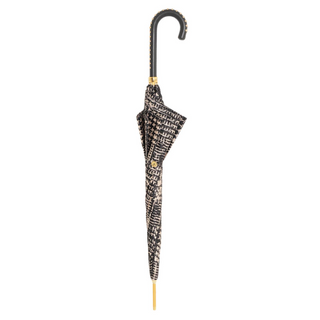 Luxury automatic handmade Italian studded leather handle umbrella close-up