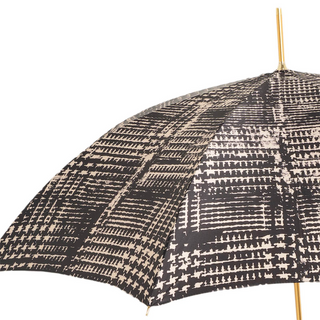 Luxury automatic handmade Italian studded leather handle umbrella back view