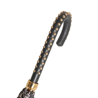 Luxury automatic handmade Italian studded leather handle umbrella canopy