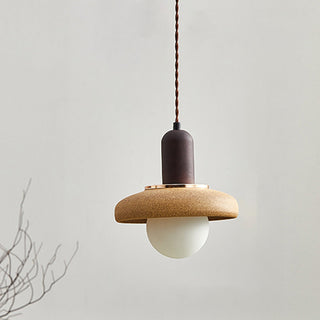Ceramic frosted pendant side view — vintage small cozy lamp