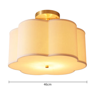 White Flower Ceiling Light - Semi Flush Mount Bedroom Fixture with E27 Bulb